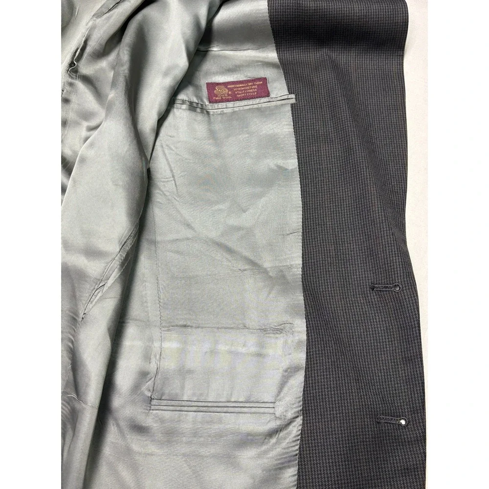 Jos. A. Bank Gordon Mens 39L 34X33 Wool Suit Grey‎ 2 Pc Micro Check 2 Button USA
